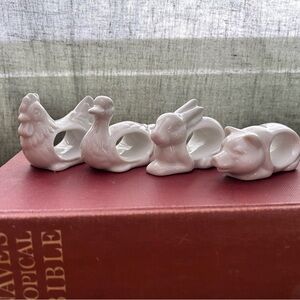White Animal Napkin Rings Set